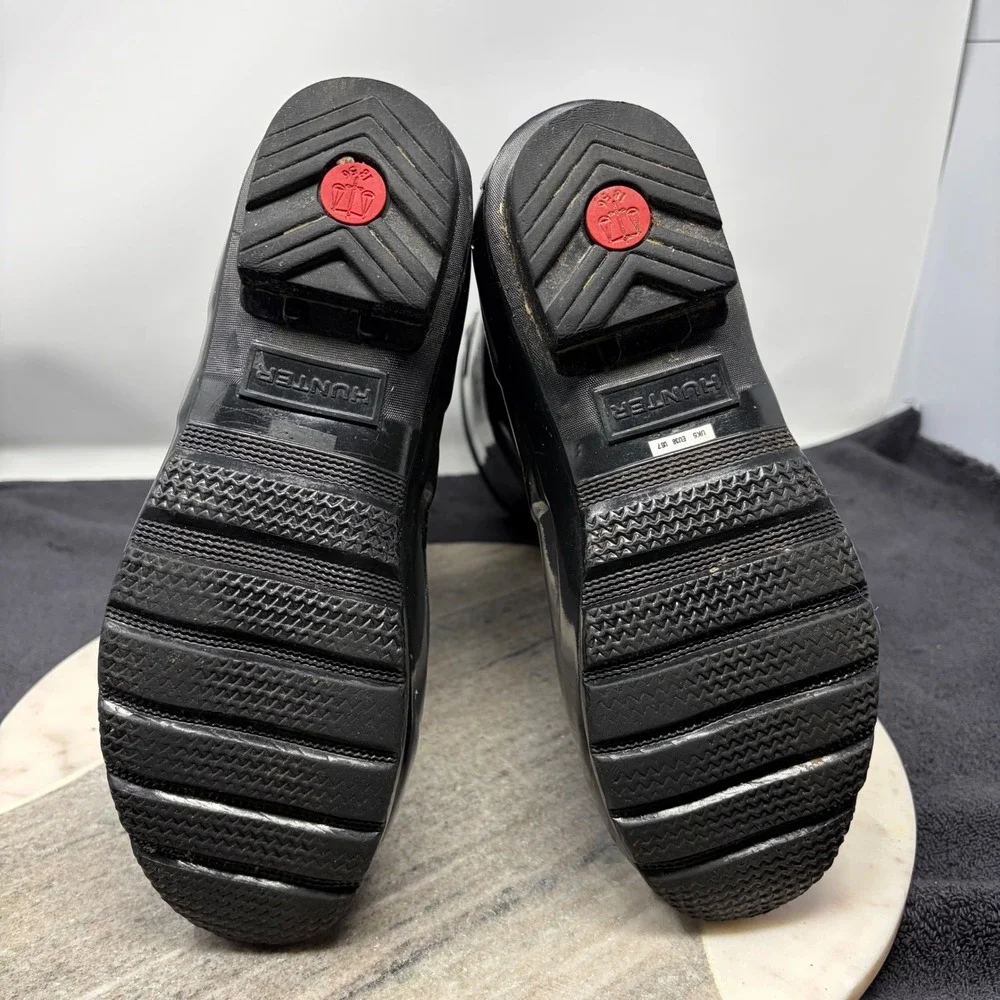 Hunter Original Tall Gloss Rain Boots Black Waterproof Womens US 7 Adjustable